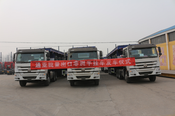 通亚汽车批量仓栅半挂车远赴大洋彼岸助力非洲建设
